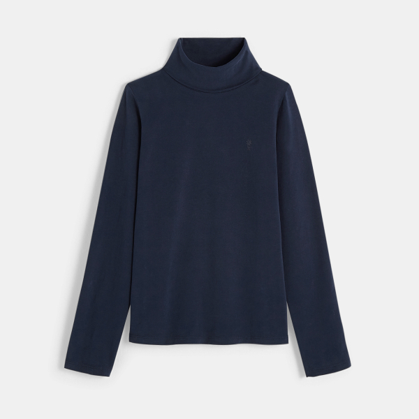 تي شيرت سادة مع ياقة مبرومة